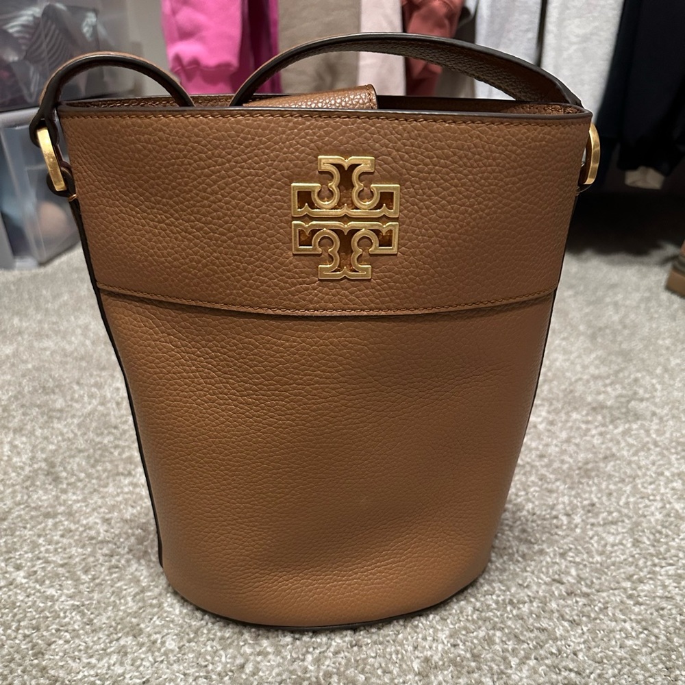 Tory Burch Brown Leather Bucket Bag